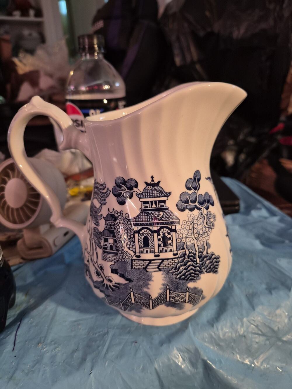 Vintage Royal Wessex In The Blue Willow Pattern And Swirl Rim Creamer 6.5 Tall